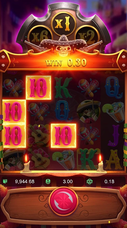 Wild Bandito — нарастающий множитель ×1, комбинации 10 подсвечены